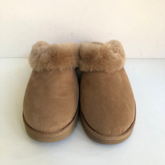 UGG WOMEN CLASSIC SLIPPER II CHESTNUT SHEARLING LINED SUEDE SHOES - Picture 3 of 5